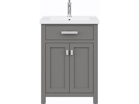 Water Creation Myra Integrated Ceramic Sink Top Bath Vanity in Cashmere Grey