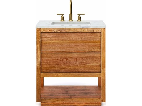 Water Creation Oakman Vanity in Mango Wood with Satin Gold Faucet