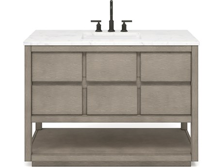 Water Creation Oakman Single Sink Carrara White Marble Countertop Bath Vanity in Grey Oak