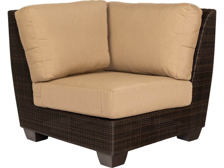 Woodard Whitecraft Saddleback Wicker Corner Outdoor Patio Lounge Chair