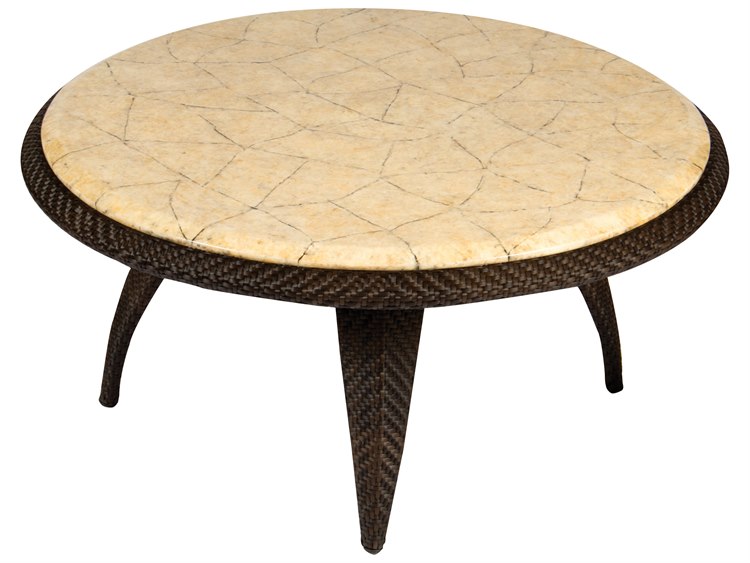 Whitecraft Bali Wicker 40 Round Stone Top Coffee Table S533213