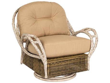 Woodard Whitecraft River Run Wicker Antique Palm Butterfly Swivel Lounge Chair