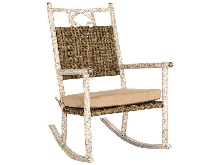 Woodard Whitecraft River Run Antique Palm Wicker Rocker Lounge Chair