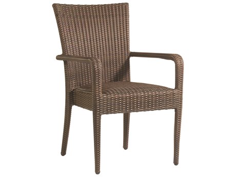 Woodard Whitecraft All Weather Wicker Padded Seat Dining Arm Chair