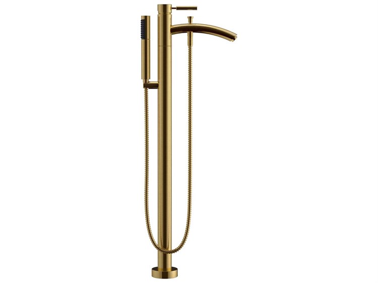Photos - Tap Wyndham Collection Taron Brushed Gold Floor-Mounted Tub Filler Faucet WCAT102340P11GD 