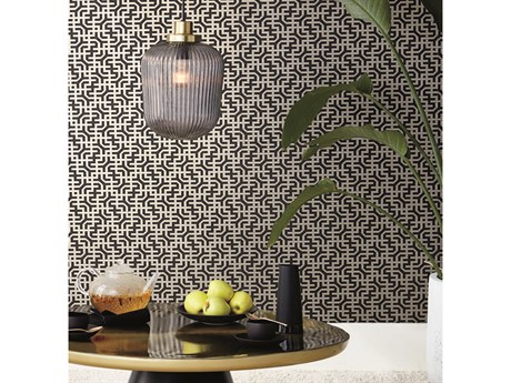 York Wallcoverings Ronald Redding Traveler Black Dynastic Lattice Wallpaper