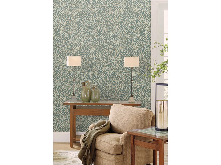 York Wallcoverings Ronald Redding Arts and Crafts Teal Rowan Wallpaper ...