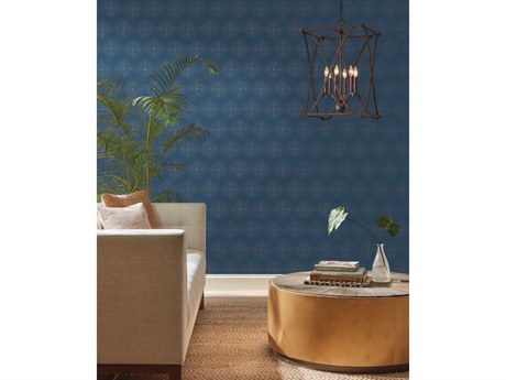 York Wallcoverings Antonina Vella Boho Luxe Blue Gold Starlight Wallpaper