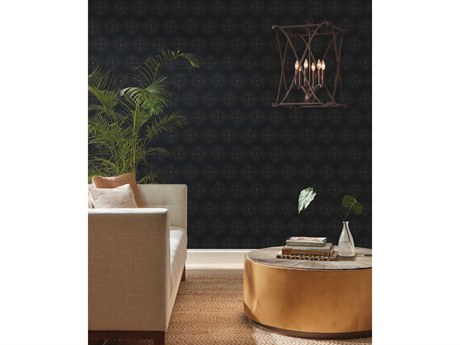 York Wallcoverings Antonina Vella Boho Luxe Black Gold Starlight Wallpaper