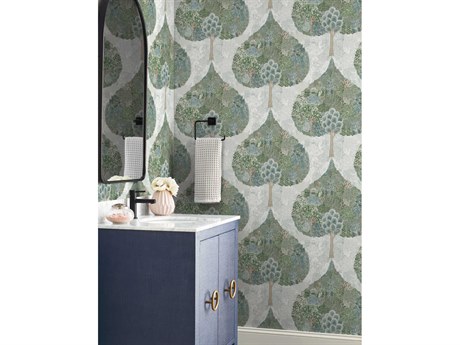 York Wallcoverings Antonina Vella Boho Luxe Green Teal Mystic Forest Wallpaper