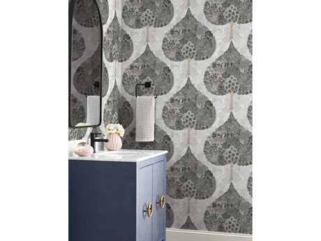 York Wallcoverings Antonina Vella Boho Luxe Black Mystic Forest Wallpaper