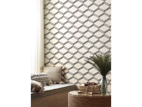 York Wallcoverings Antonina Vella Boho Luxe Beige Black Palisades Paperweave Wallpaper