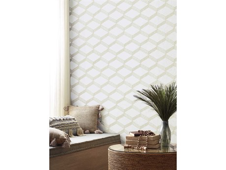 York Wallcoverings Antonina Vella Boho Luxe Beige White Palisades Paperweave Wallpaper