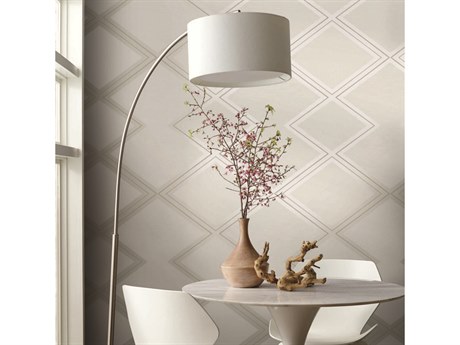 York Wallcoverings Black & White Resource Library White Cream Diamond Twist Wallpaper