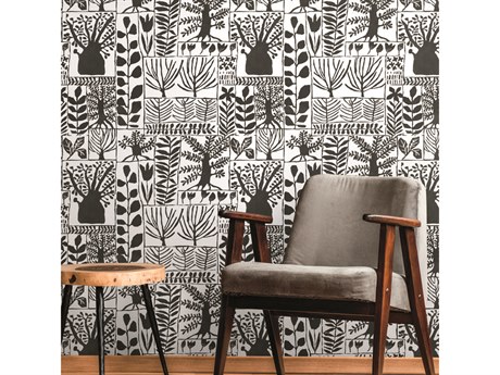 York Wallcoverings Black & White Resource Library Black White Primitive Trees Wallpaper