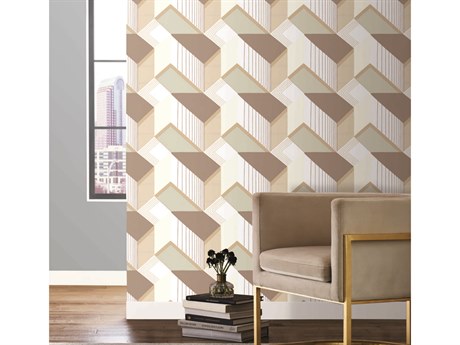 York Wallcoverings Black & White Resource Library White Cream Graphic Geo Blocks Wallpaper