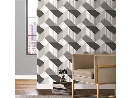 York Wallcoverings Black & White Resource Library Black White Graphic Geo Wallpaper