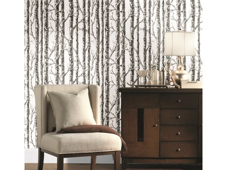 York Wallcoverings Black & White Resource Library Black White Paper Birch Wallpaper
