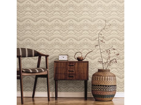 York Wallcoverings Black & White Resource Library Cream Petite Watercolor Chevron Wallpaper