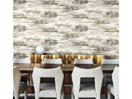 York Wallcoverings Black & White Resource Library Black Gold Birch Bark Texture Wallpaper