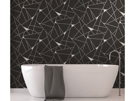 York Wallcoverings Black & White Resource Library Black Silver Prismatic Wallpaper