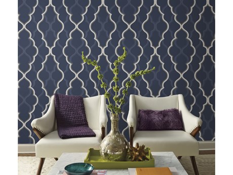 York Wallcoverings Candice Olson Modern Artisan II Dark Blue Double Damask Wallpaper