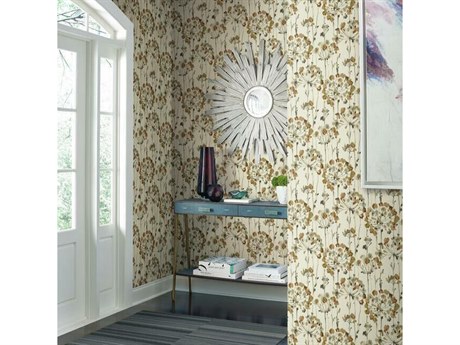 York Wallcoverings Candice Olson Modern Artisan II Cream & Gold Metallic Flourish Wallpaper