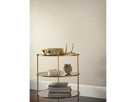 York Wallcoverings Antonina Vella Dazzling Dimensions Volume II Cream & Gold Metallic Ribbon Bamboo Wallpaper
