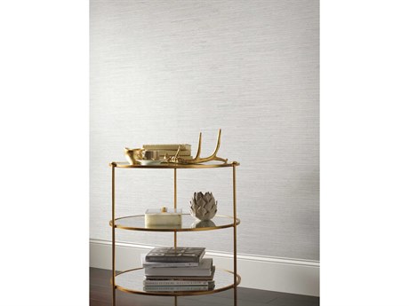 York Wallcoverings Antonina Vella Dazzling Dimensions Volume II White & Silver Metallic Ribbon Bamboo Wallpaper