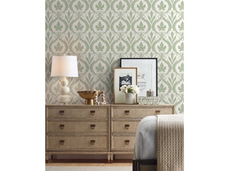 York Wallcoverings Damask Resource Library Green White Adirondack Damask Wallpaper