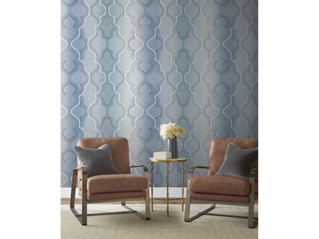 York Wallcoverings Damask Resource Library Blue Modern Ombre Damask Wallpaper