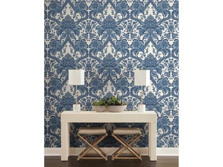 York Wallcoverings Damask Resource Library Blue French Artichoke Dam Wallpaper