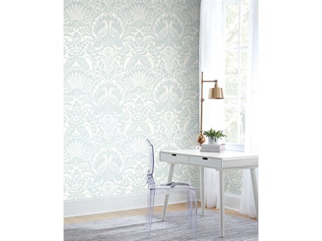 York Wallcoverings Damask Resource Library Blue Egret Damask Wallpaper