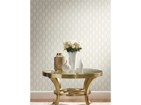 York Wallcoverings Damask Resource Library Beige Petite Ogee Wallpaper