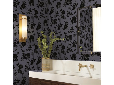 York Wallcoverings Candice Olson After 8 Blue Black Flutter Vine Wallpaper