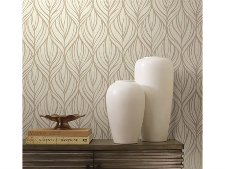 York Wallcoverings Candice Olson After 8 White Gold Palma Wallpaper