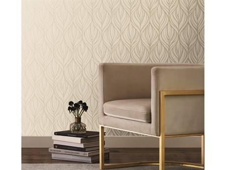 York Wallcoverings Candice Olson After 8 Taupe Silver Palma Wallpaper