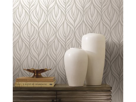 York Wallcoverings Candice Olson After 8 White Silver Palma Wallpaper