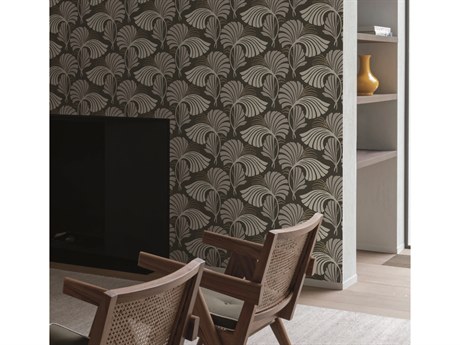 York Wallcoverings Candice Olson After 8 Black Dancing Leaves Wallpaper