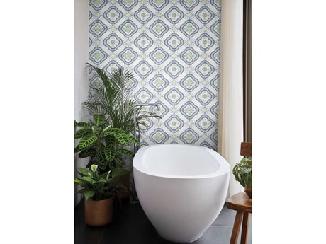 York Wallcoverings Greenhouse Cobalt Garden Trellis Wallpaper