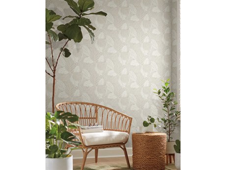 York Wallcoverings Greenhouse White Metallic Vinca Wallpaper