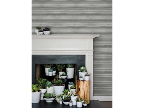 York Wallcoverings Greenhouse Grey Pandora Leaf Wallpaper