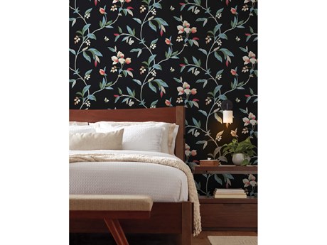York Wallcoverings Greenhouse Black Blue Springtime Wallpaper