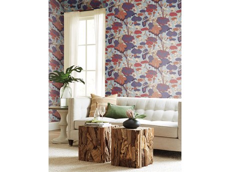 York Wallcoverings Greenhouse Purple Pink Lotus Pond Wallpaper
