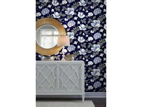 York Wallcoverings Grandmillennial Navy Morning Garden Wallpaper