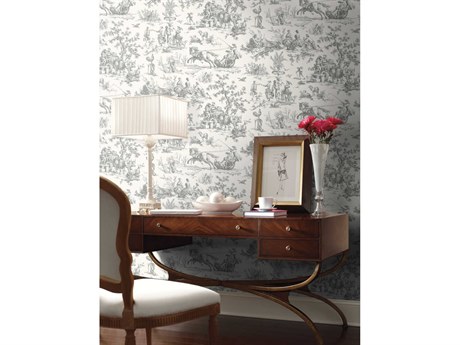York Wallcoverings Grandmillennial Grey Seasons Toile Wallpaper