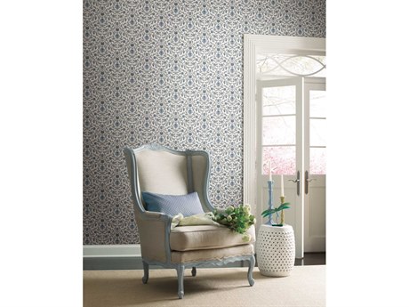 York Wallcoverings Grandmillennial Blue Vintage Blooms Wallpaper