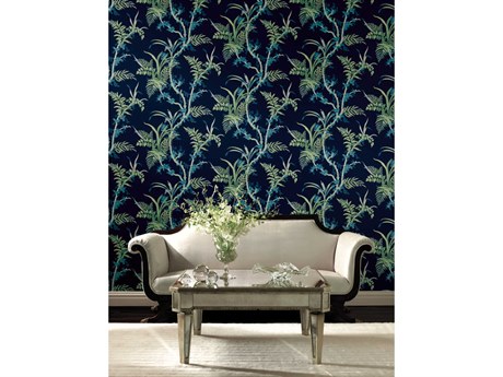 York Wallcoverings Grandmillennial Navy Green Enchanted Fern Wallpaper