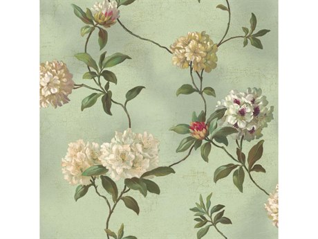 York Wallcoverings Best Sellers Blue Rhododendron Script Wallpaper