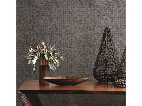 York Wallcoverings Ronald Redding Traveler Grey Leather Lux Wallpaper